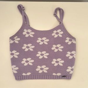 Purple Floral Hollister Knit Crop Top